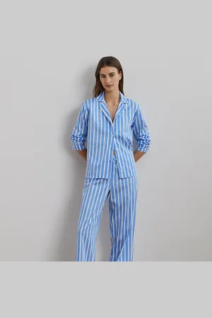 Ralph Lauren Pigiama in rasatello a righe con logo