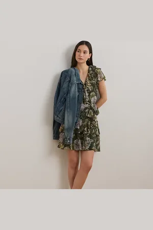 Ralph Lauren Abito in georgette a fiori increspato