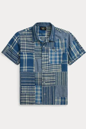 Ralph Lauren Camicia sahariana patchwork indaco