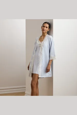 Ralph Lauren Vestaglia in raso con pizzo