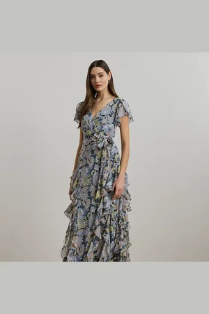 Ralph Lauren Abito in georgette a fiori con volant