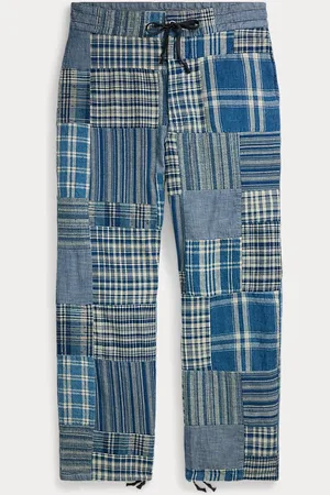 Ralph Lauren Pantaloni patchwork indaco con coulisse