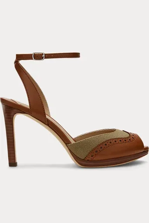 Ralph Lauren Sandali wingtip Kyla in tela e vitello