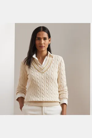 Ralph Lauren Petite - Maglia da cricket in cotone a trecce