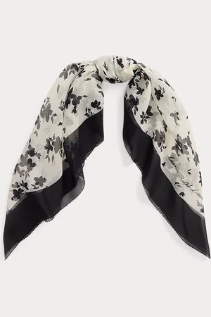 Ralph Lauren Foulard in seta a fiori bicolore