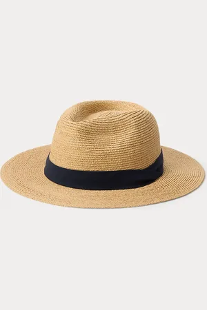 Ralph Lauren Fedora in rafia con fascia in popeline