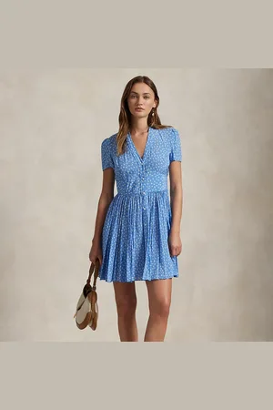 Ralph Lauren Abito in crêpe a fiori con bottoni