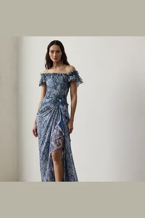Ralph Lauren Abito da sera Ivanna in garza a fiori