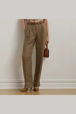 Ralph Lauren Pantaloni in twill di lino pied-de-poule