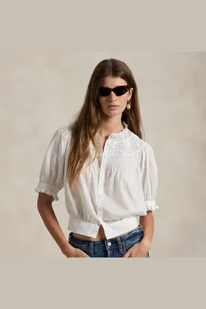 Ralph Lauren Maglia in voile di cotone e pizzo
