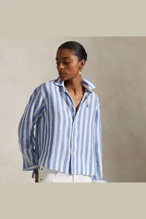 Ralph Lauren Camicia ampia e corta in lino vichy