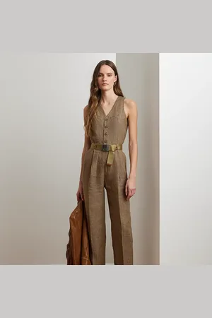 Ralph Lauren Tuta in lino pied-de-poule con cintura