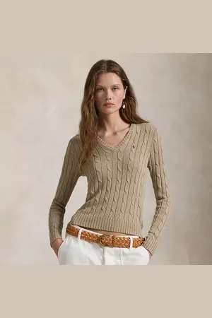 Ralph Lauren Maglia in cotone a trecce con scollo a V