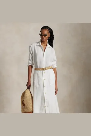 Ralph Lauren Gonna a trapezio in lino con bottoni