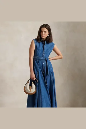 Ralph Lauren Abito a trapezio in denim con cintura