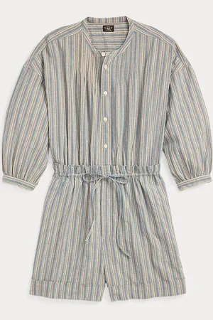 Ralph Lauren Tuta corta in cotone e lino a righe