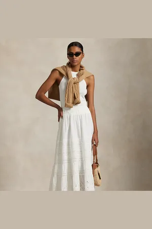 Ralph Lauren Gonna in voile di cotone e pizzo