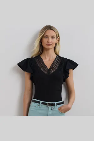Ralph Lauren Maglietta in jersey con maniche a volant
