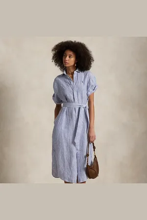 Ralph Lauren Chemisier maniche corte in lino a righe