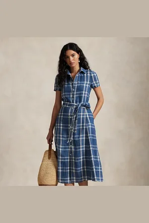 Ralph Lauren Chemisier in lino a righe con cintura