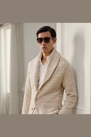 Ralph Lauren Cardigan in cotone e lana con cintura