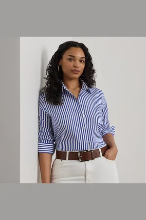 Ralph Lauren Taglie Plus - Camicia in popeline a righe Classic-Fit