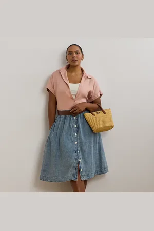 Ralph Lauren Taglie Plus - Gonna in denim con bottoni