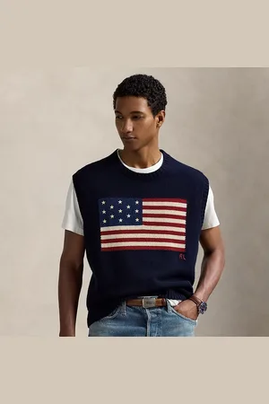 Ralph Lauren Gilet in maglia con bandiera Big-Fit