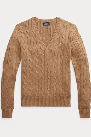 Ralph Lauren Maglia in cotone a trecce con scollo a V