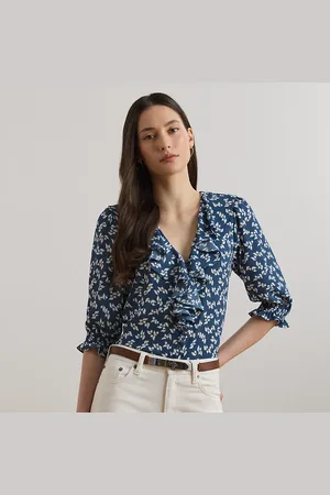 Ralph Lauren Camicetta in crêpe a fiori con volant