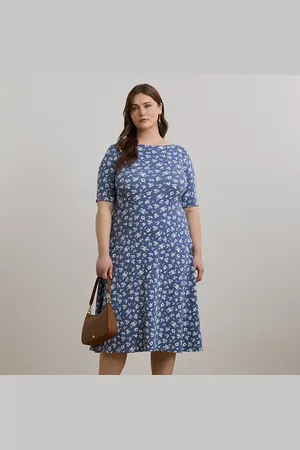 Ralph Lauren Taglie Plus - Abito medio in cotone stretch a fiori