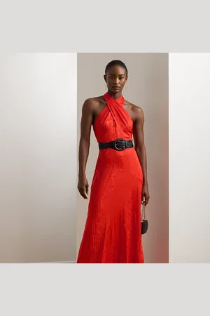 Ralph Lauren Abito halter in jacquard con cintura