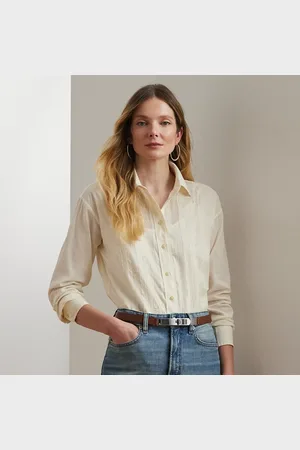 Ralph Lauren Camicia in voile di cotone e pizzo