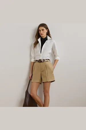 Ralph Lauren Short in twill di misto lino con pieghe