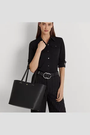 Ralph Lauren Tote Karly grande in pelle tratteggiata