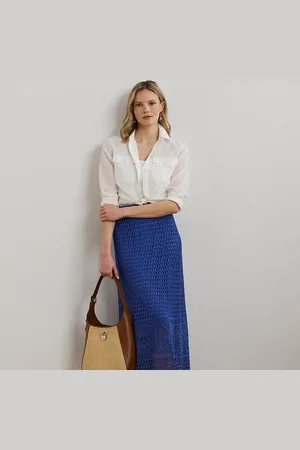 Ralph Lauren Gonna in maglia pointelle di misto lino