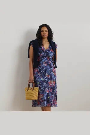 Ralph Lauren Taglie Plus - Abito medio in georgette con volant