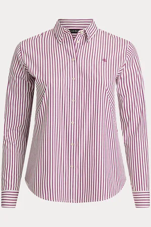 Ralph Lauren Taglie Plus - Camicia in popeline a righe Classic-Fit