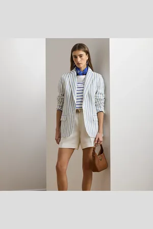 Ralph Lauren Short in twill di misto lino con pieghe