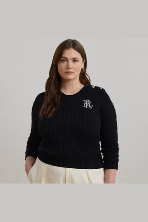 Ralph Lauren Taglie Plus - Maglia in cotone a trecce con bottoni