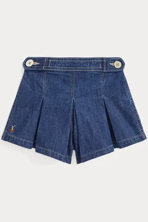 Ralph Lauren Short in denim indaco con pieghe
