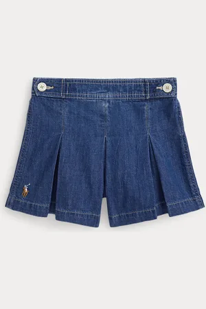 Ralph Lauren Short in denim indaco con pieghe