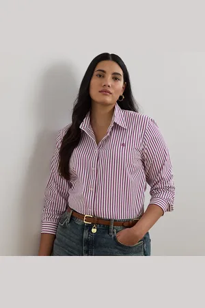 Ralph Lauren Taglie Plus - Camicia in popeline a righe Classic-Fit