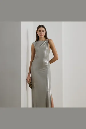 Ralph Lauren Abito lungo metallizzato con fibbia