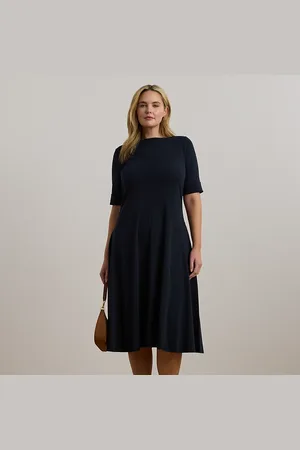 Ralph Lauren Taglie Plus - Abito medio in cotone stretch a coste