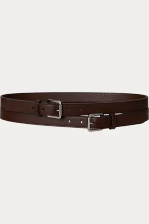 Ralph Lauren Cintura alta in pelle con doppia fibbia
