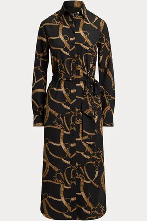 Ralph Lauren Chemisier in crêpe con stampa a cinture