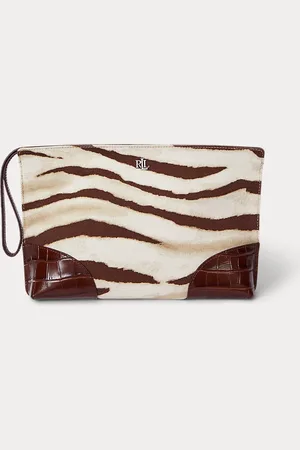Ralph Lauren Pochette grande in tela stampata e pelle