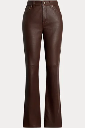 Ralph Lauren Pantaloni in agnello dritti a vita alta