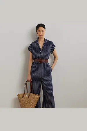 Ralph Lauren Petite - Tuta a gamba larga in twill con cintura